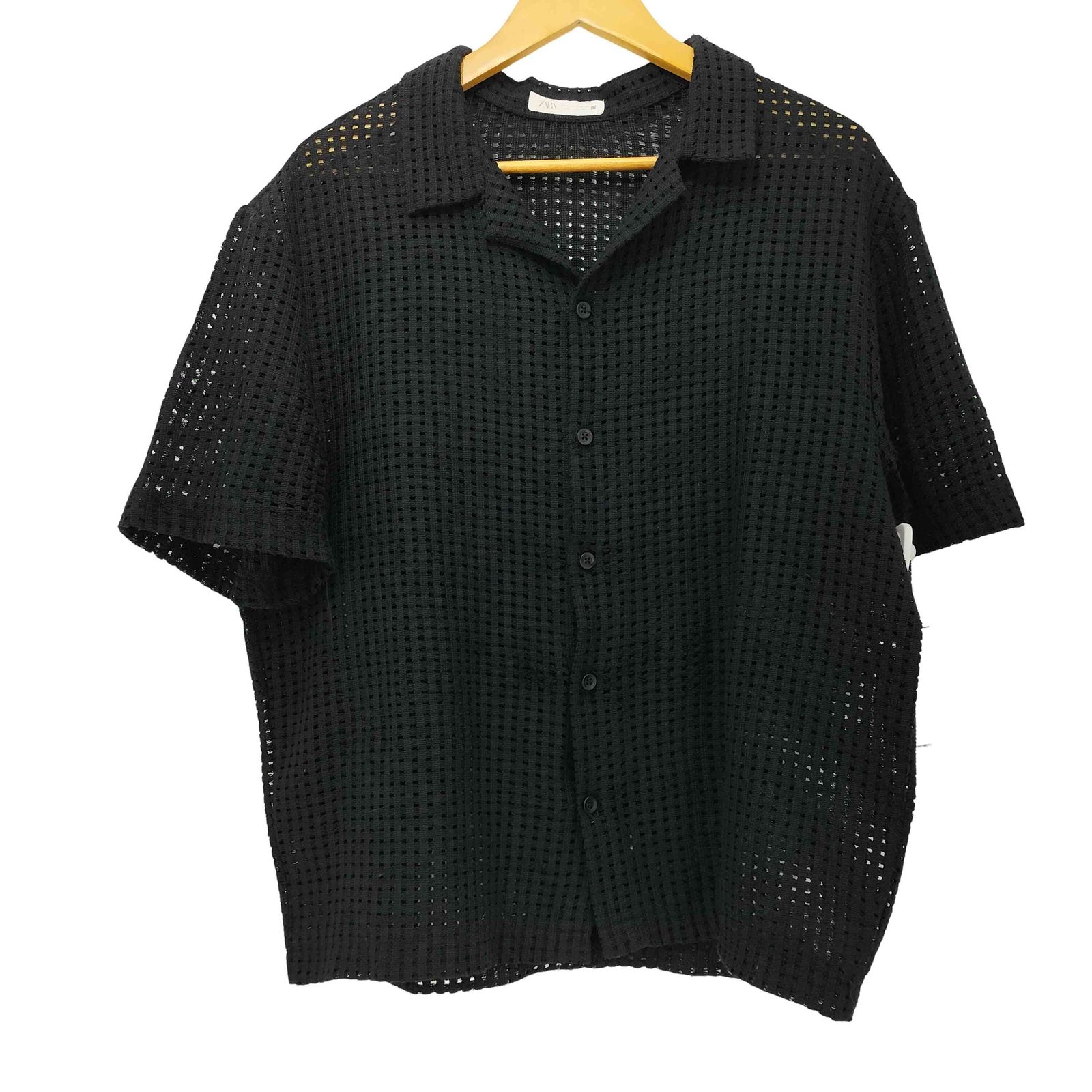 【新品】 ZARA クロシェ　メッシュ　ニット　オープンカラーシャツ　XL ザラ ZARA メッシュオープンカラーシャツ メンズ XL - メルカリ