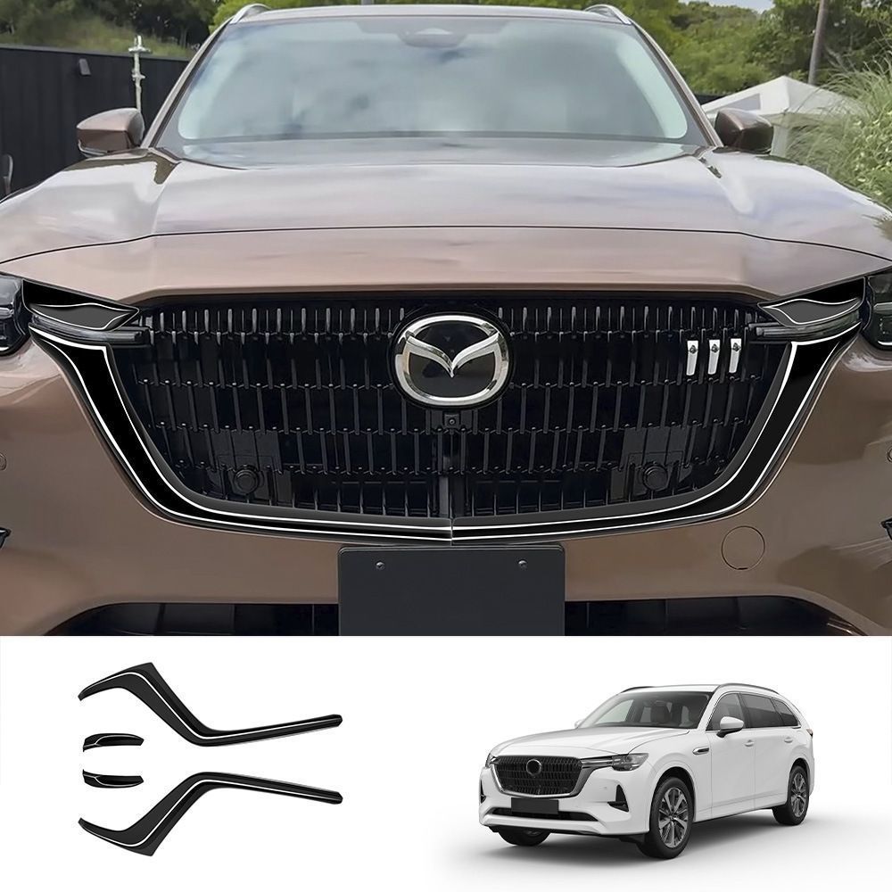 マツダ CX-80 24系 フロントグリルサイドガーニッシュ メッキ仕上げ 中央グリルモール 左右共通 外装カスタム ドレスアップ パー