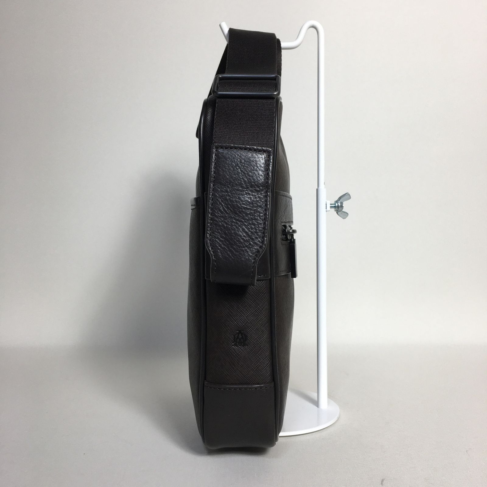 2505-63｜美品｜ダンヒル ショルダーバッグ ダークブラウン ロゴ総柄  