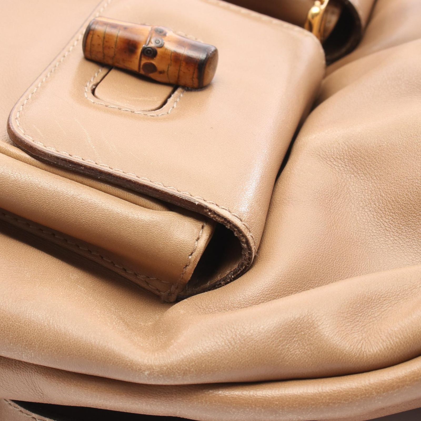 グッチ　GUCCI　ベージュ レザー バックパック バンブーハンドル グッチ(GUCCI) バンブー(bamboo) 中古 リュック・バックパック