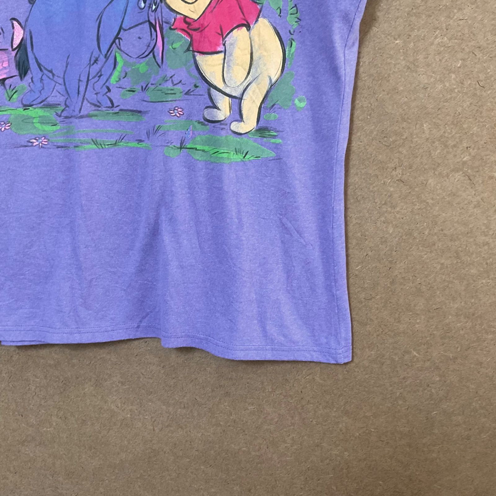 USA輸入古着 くまのプーさんWinnie the Pooh イーヨーEeyore 半袖Tシャツ 紫L