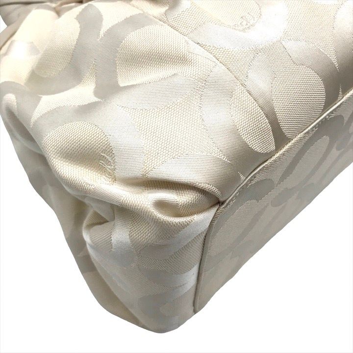 美品 COACH コーチ シグネチャー がま口 キャンバス レザー ショルダー  