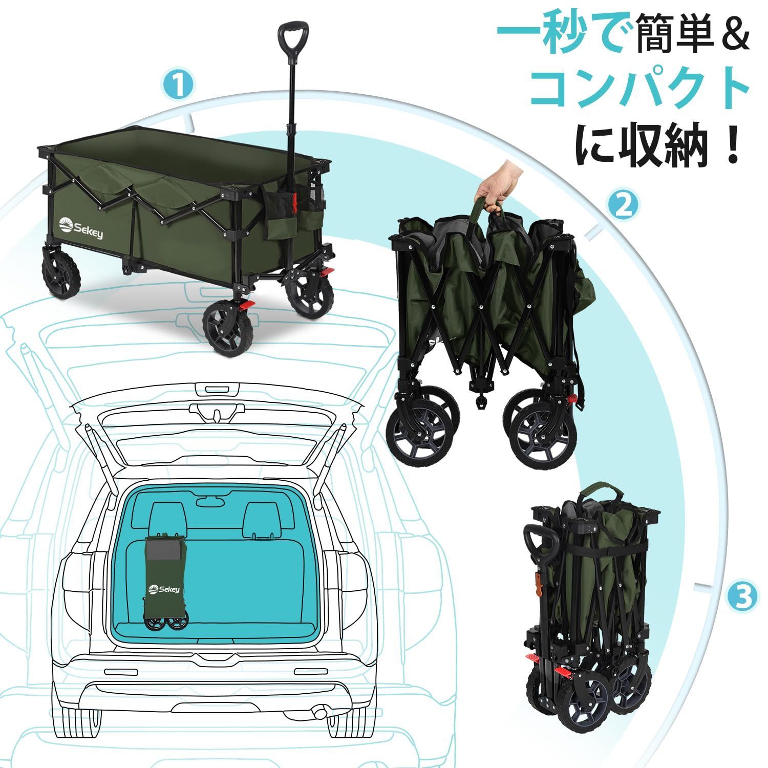 Sekey 【ブレーキ付き】 キャリーワゴン 大容量 135L 驚くほど