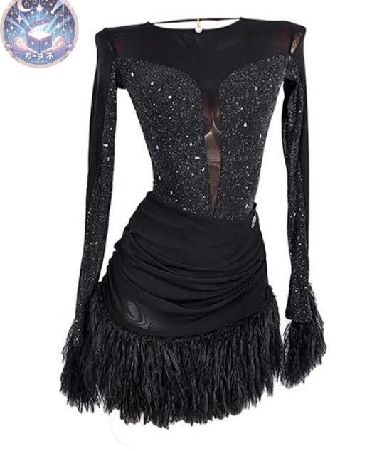 ♥ ラテンドレス ラテンワンピース ダンス衣装 ブラック オーダーメイド