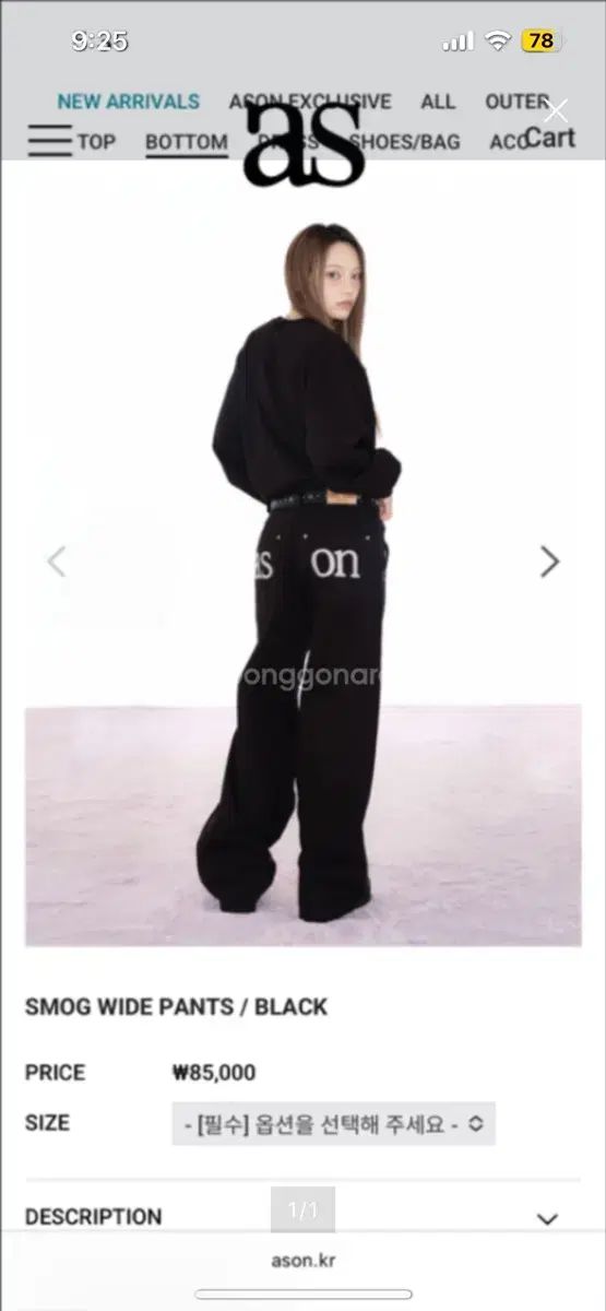 ason アズオン SMOG WIDE PANTS BLACK ason