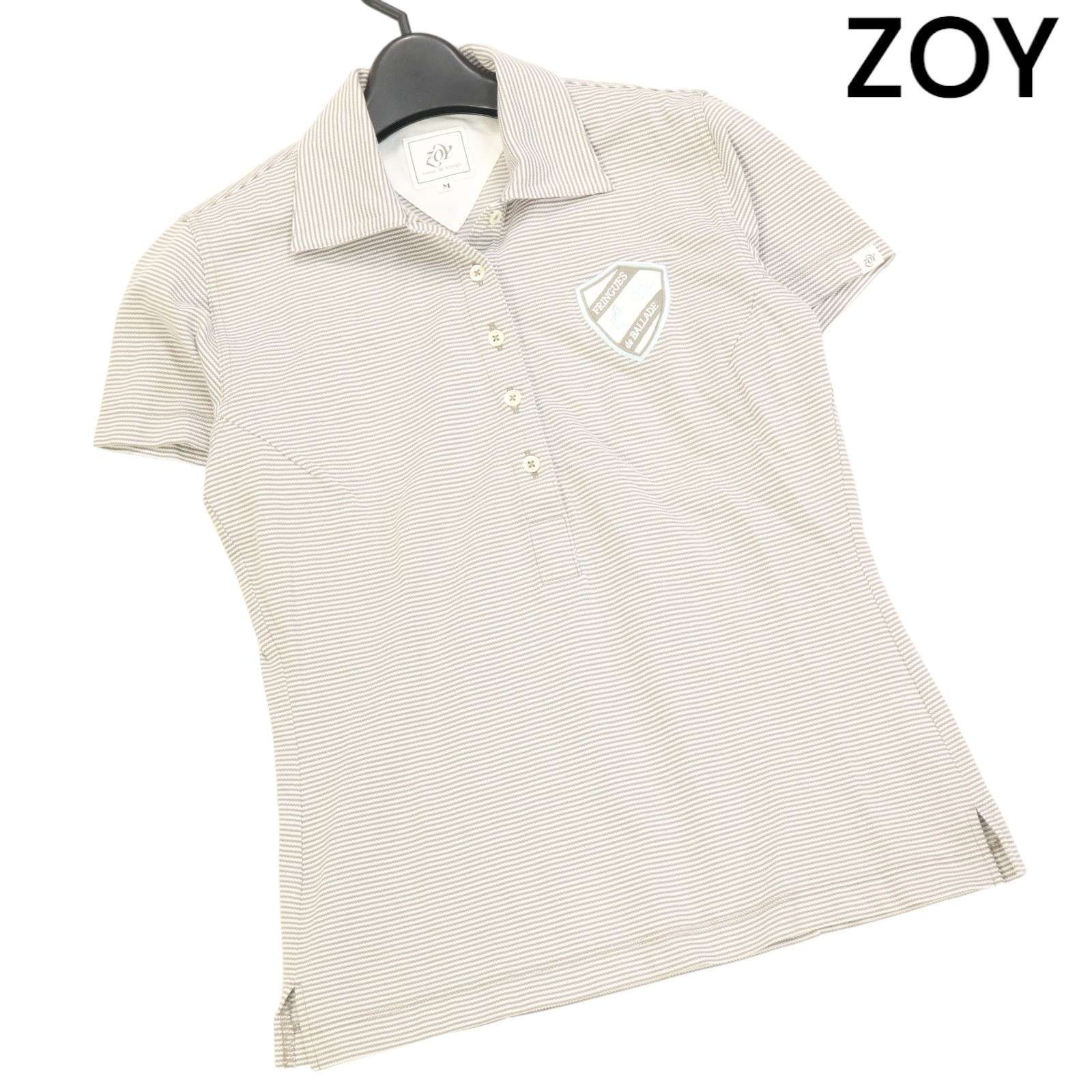 ZOY ゾーイ 春夏 ロゴ エンブレム♪ 半袖 ボーダー ポロシャツ