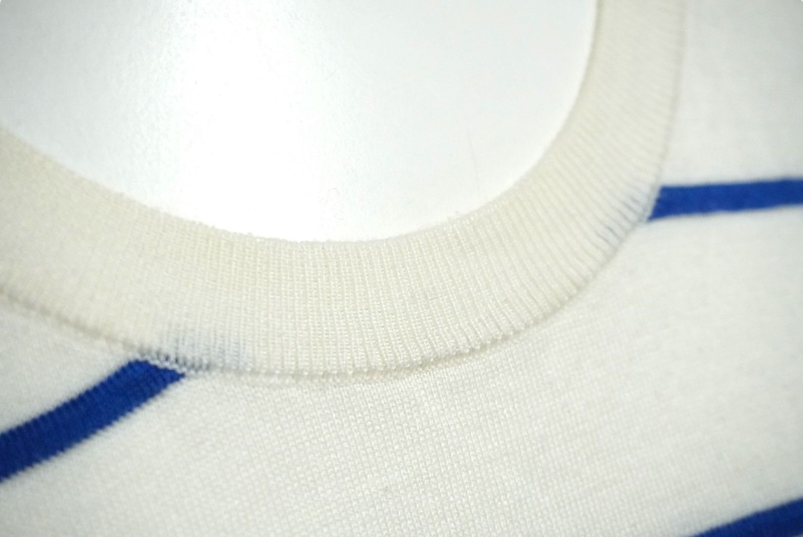 LOUIS VUITTON ルイヴィトン ニット セーター サイズL ブランドロゴ 刺繍 ボーダー ホワイト ブルー 良品 中古 61667