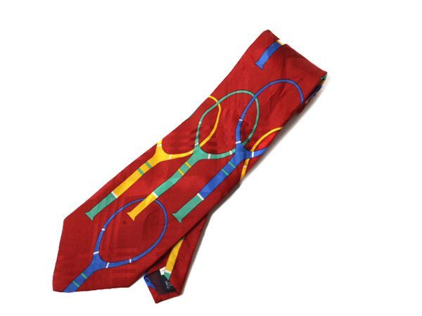 90s USA製 ポロ ラルフローレン シルク ハンドメイド ネクタイ テニス