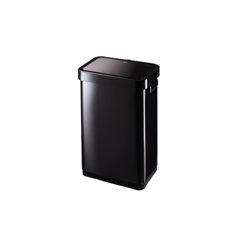 EKO ゴミ箱 自動開閉 デラックスミラージュ T-センサービン ブラックスチール 45L ステンレスふた付き インナーボックス無し EK9378BS-45L