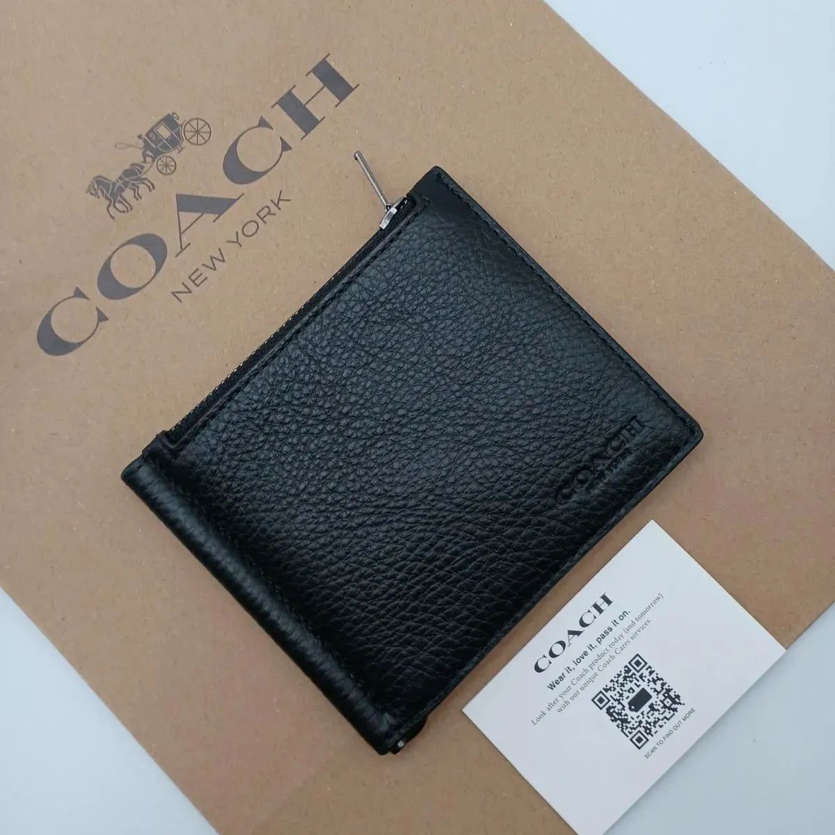 リバーシブルタイプ 新作 新品 COACH 折り財布 マネークリップ メンズ