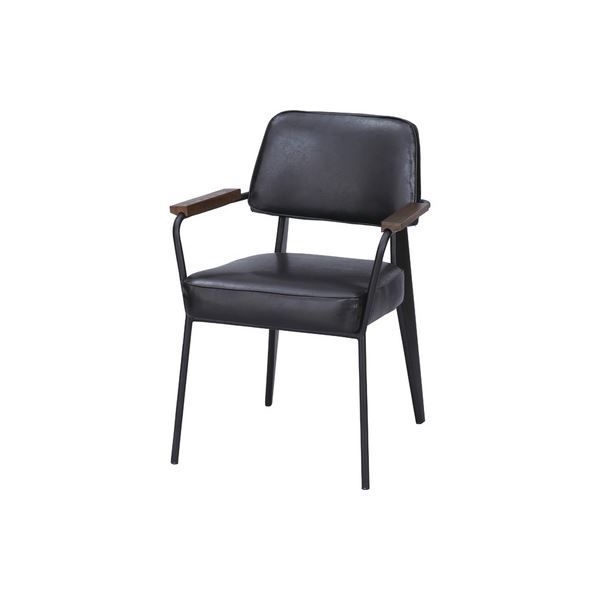 北欧調 アームチェア/パーソナルチェア 【ブラック】 幅60cm 肘付き スチール ソフトレザー 〔リビング ダイニング 仕事 勉強〕