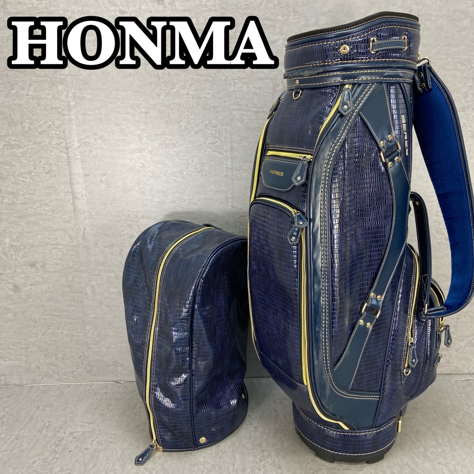 HONMA ホンマ BERES ベレス クロコ調 ゴルフ キャディバッグ カート式 約9.5型 24cm 4.5㎏ PUレザー バック ラウンド