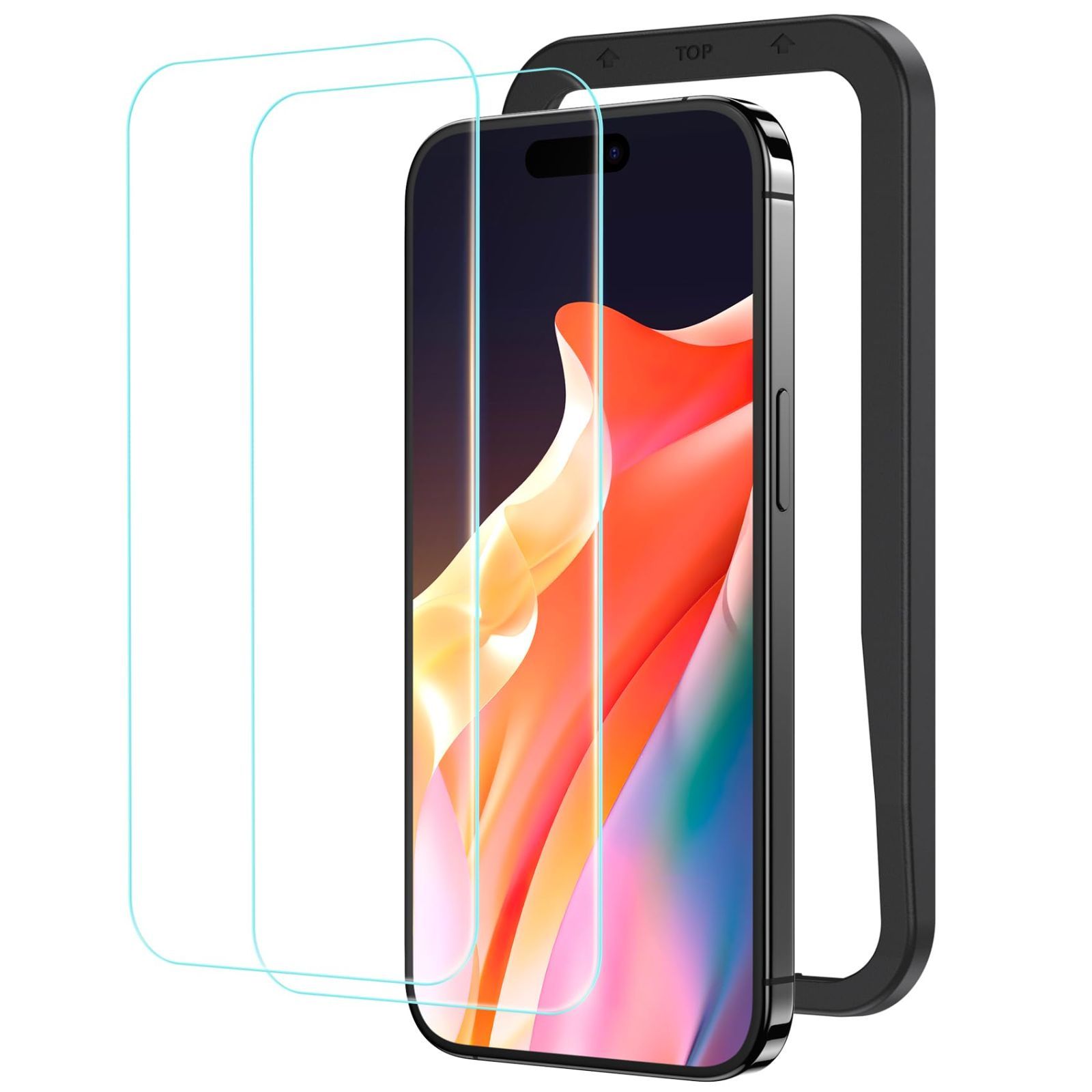 【数量限定】NIMASO ガラスフィルム iPhone15Plus用 強化ガラス 保護フィルム ガイド枠付き 2枚セット アイフォン15プラス対応 NSP23H721