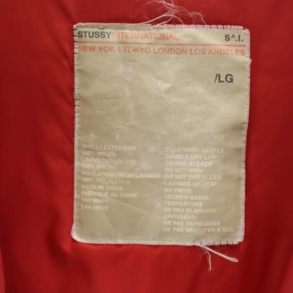 ステューシー ナイロンジャケット L 赤 STUSSY 中綿 フード メンズ