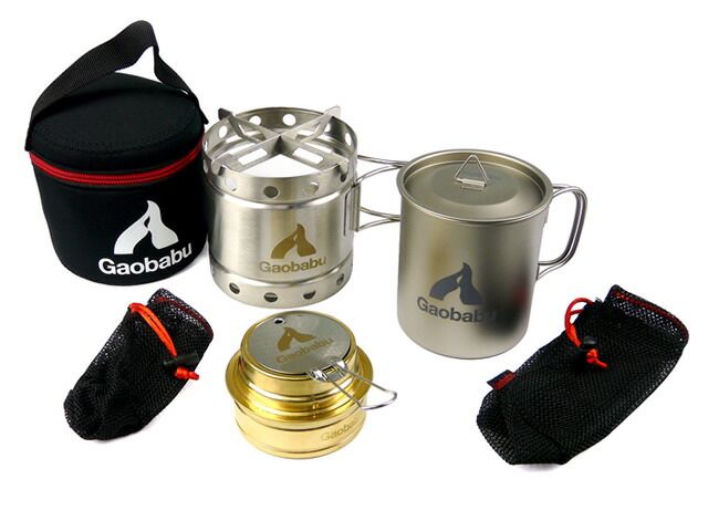 ガオバブ Gaobabu Gaobabuキャリボ チタンマグ＋アルコールバーナーセット GSET-25 チタン アルスト 軽量 蓋付き 調理機器 調理器具 コップ クッキング 湯沸かし 自動炊飯