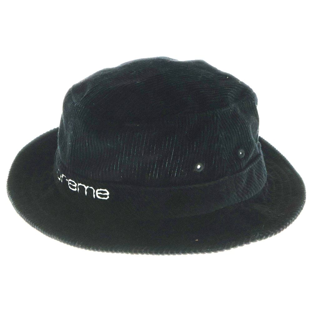 SUPREME シュプリーム 19SS Compact Logo Corduroy Crushe コンパクトロゴ コーデュロイ クラッシャーハット 帽子 ブラック