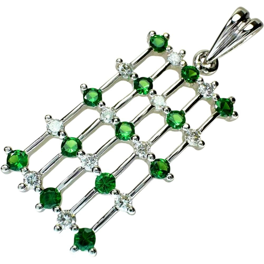グリーンガーネット 0.82ct ダイヤモンド 0.42ct ペンダントトップ K18WGホワイトゴールド 18金 5.2g レディース 真子質店 NN