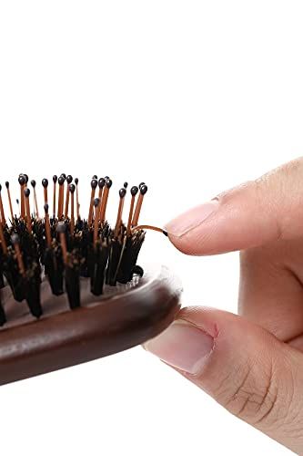 天然木の豚毛ヘアブラシ