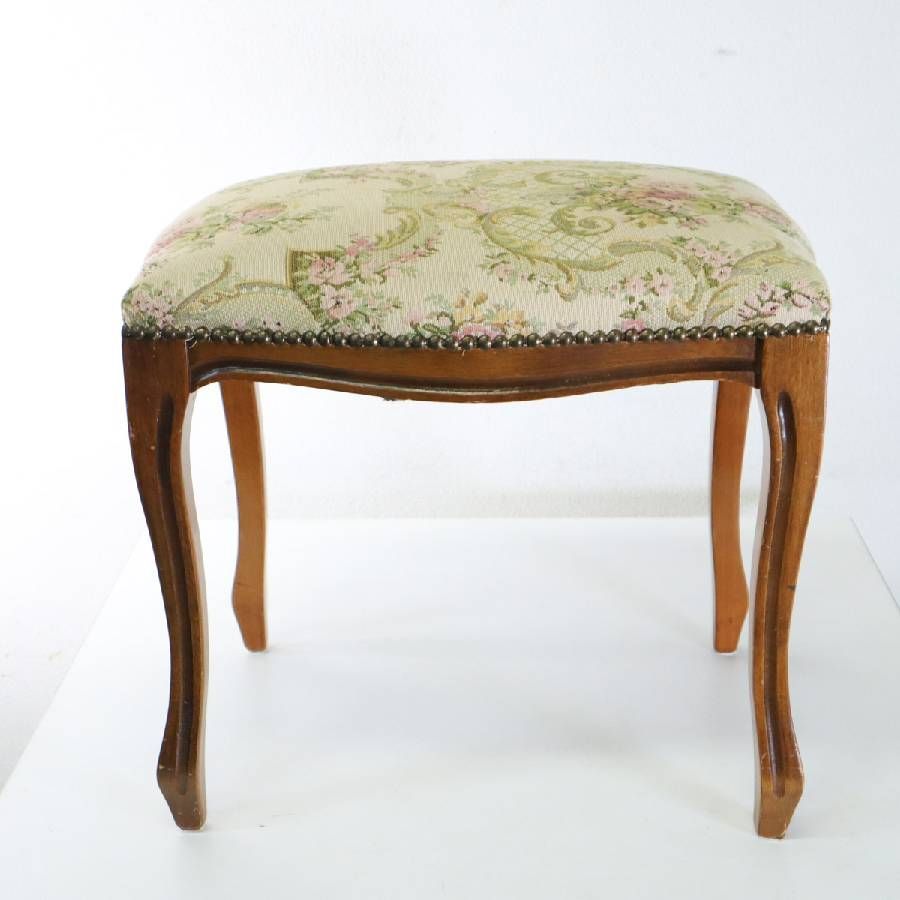 イタリア製クラシカル家具 ゴブラン織り 猫脚 スツール アンティーク調 ピアノ椅子 ドレッサー用スツール 玄関椅子 289h06