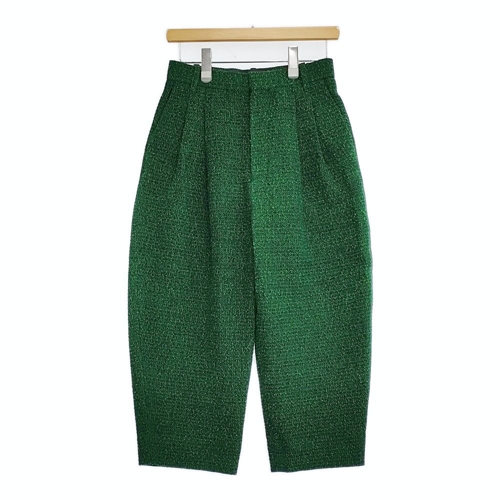 mina perhonen グリーンツイード　パンツ mina perhonen 未使用 aca4611 predawn タックパンツ 定価68200