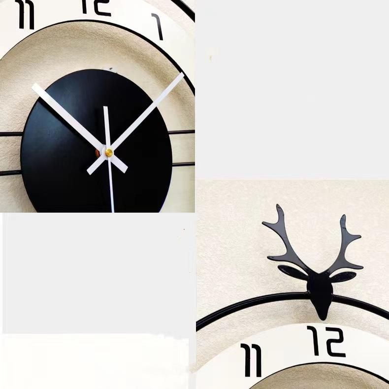 北欧 鹿の頭 壁掛け時計 シンプル モデル フォトフレーム付