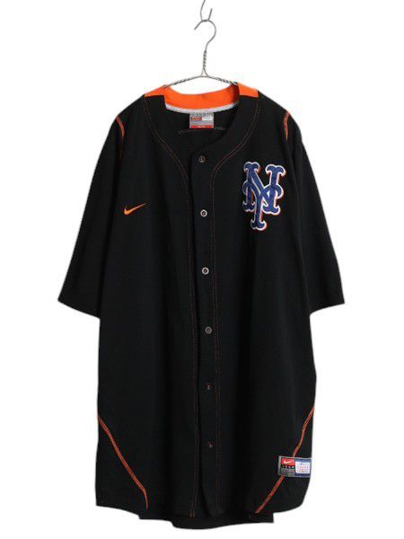 なクーポン配布中! メッツ ベースボール シャツ メンズ XXL MLB オフィシャル ナイキ 大リーグ ユニフォーム ゲームシャツ スウッシュ 大きいサイズ ブラック