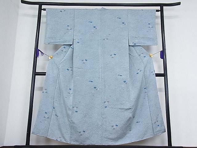 平和屋着物▽上質なお召 単衣 天目織 吉祥花尽くし 正絹 逸品