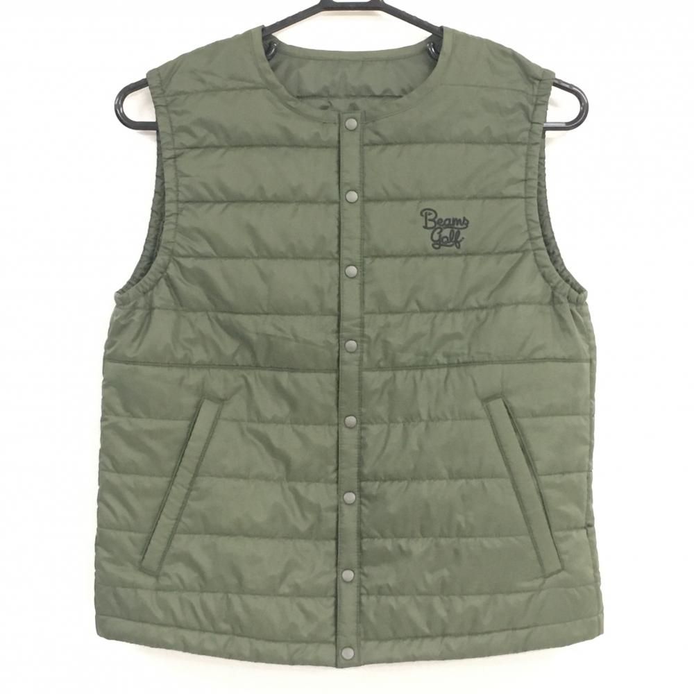 ビームスゴルフ 中綿ベスト カーキ ロゴ刺しゅう レディース S ゴルフウェア BEAMS GOLF