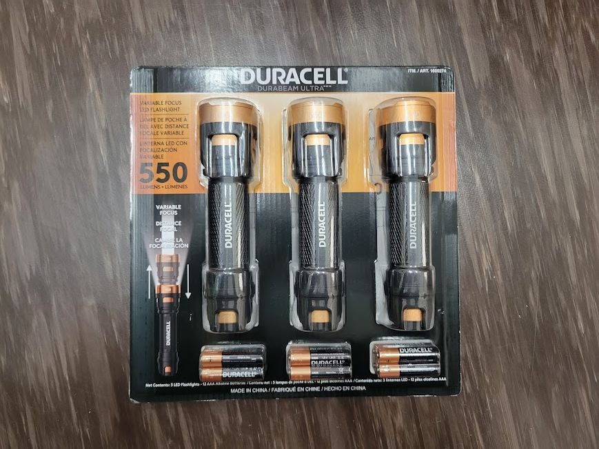 新品/DURACELL LED 防滴 懐中電灯 3本セット 550ルーメン 3パターン