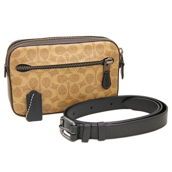 コーチ COACH シグネチャー コーティングキャンバス|レザー ボディバッグ|ウエストバッグ 69355 カーキ|ブラウン