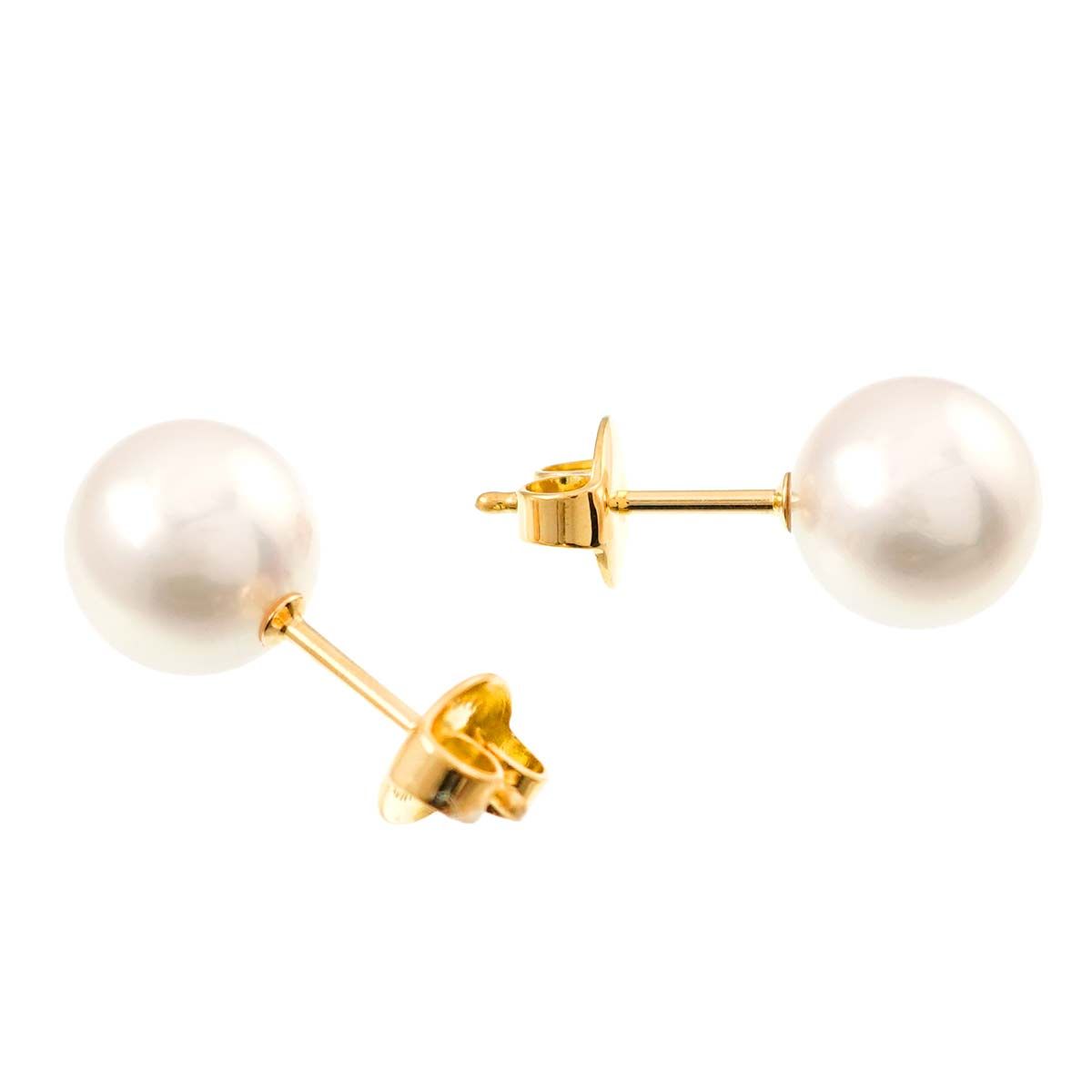 ミキモト MIKIMOTO アコヤ真珠 8.5mm ピアス K18 YG イエロー