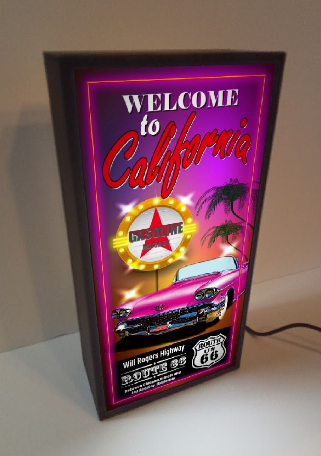 オーダー無料】ルート66 車 バイク ガレージ 看板 置物 雑貨 ライトBOX