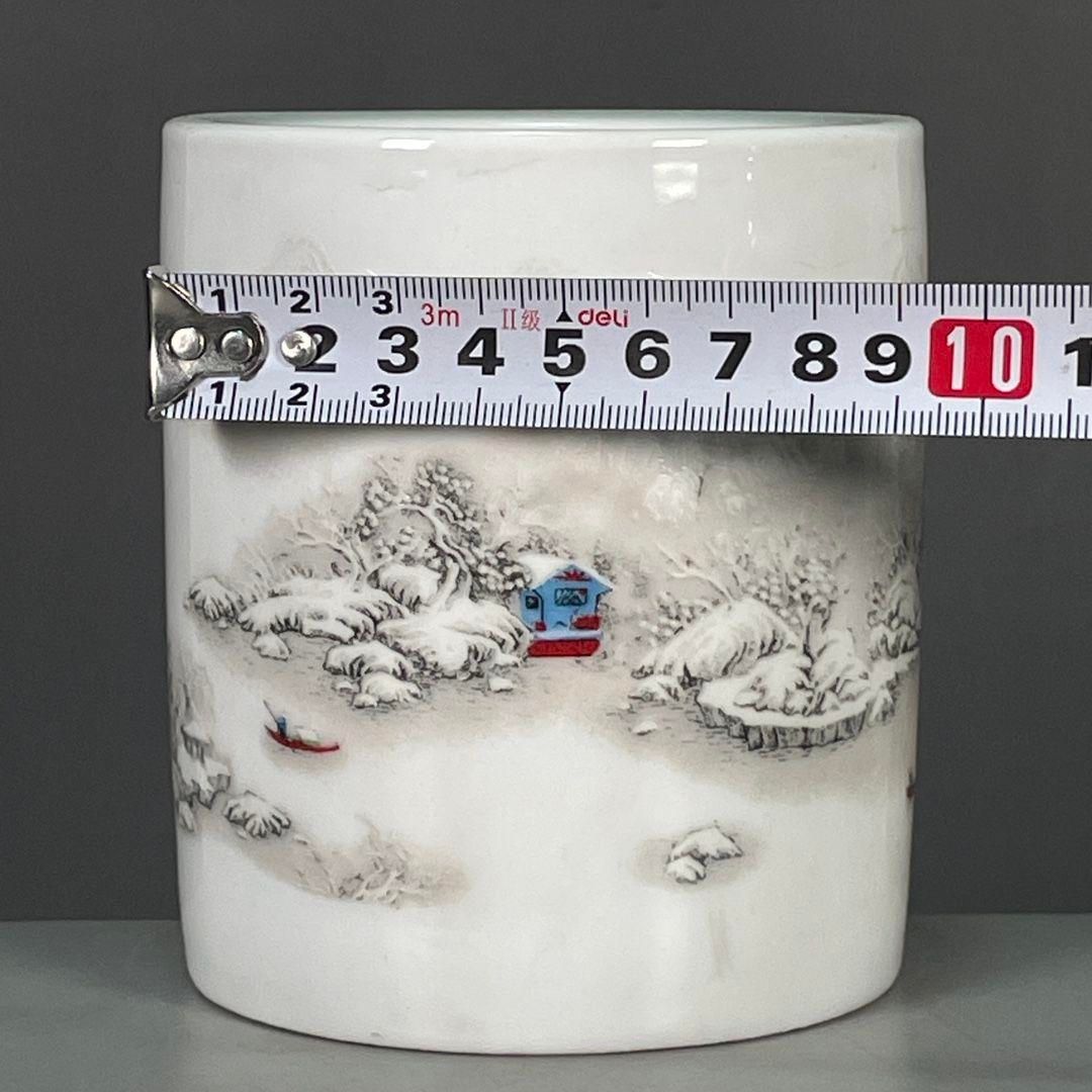 粉彩雪景図紋筆筒 書道具 文房具 筆置 筆入 現代工芸品 美術品 粉彩雪景図紋筆筒 書道具 文房具 筆置 筆入 現代工芸品 美術品
