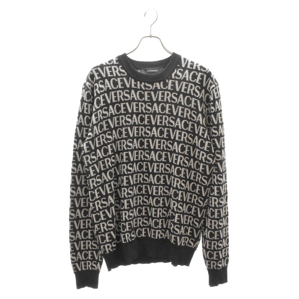 VERSACE (ヴェルサーチ) ブランドロゴ クルーネックニット セーター 総 