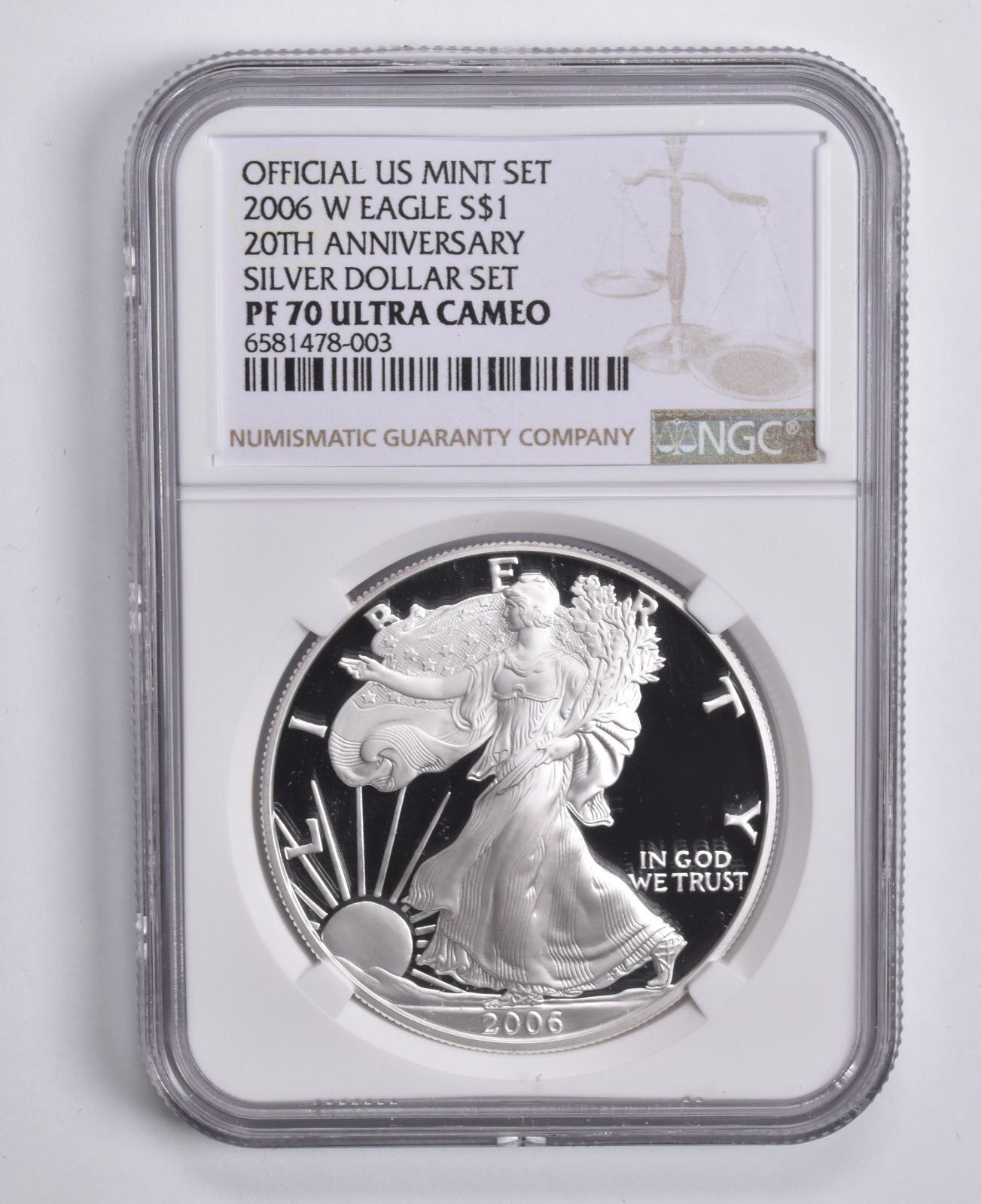 PF70 2006W UC アメリカンシルバーイーグル 20周年記念 ドルセット NGC ブラウン Lbl