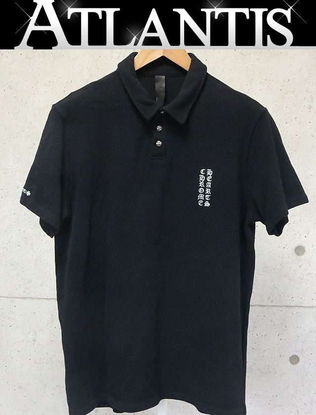 銀座店 クロムハーツ クロスボタン ポロシャツ 半袖 SV925 L 91485