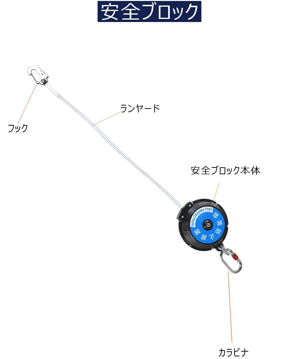 墜落防止装置 仮設用 8M 昇降墜落防止装置 衝撃吸収 安全ブロック 巻取式安全ブロック 安全ブロック 引寄せロープ 取り付き説明書 収納バッグ 安全帯 Ulmior 電気工事 落下防止 高所での安全作業 SKLAD-KIRPICHA_RU