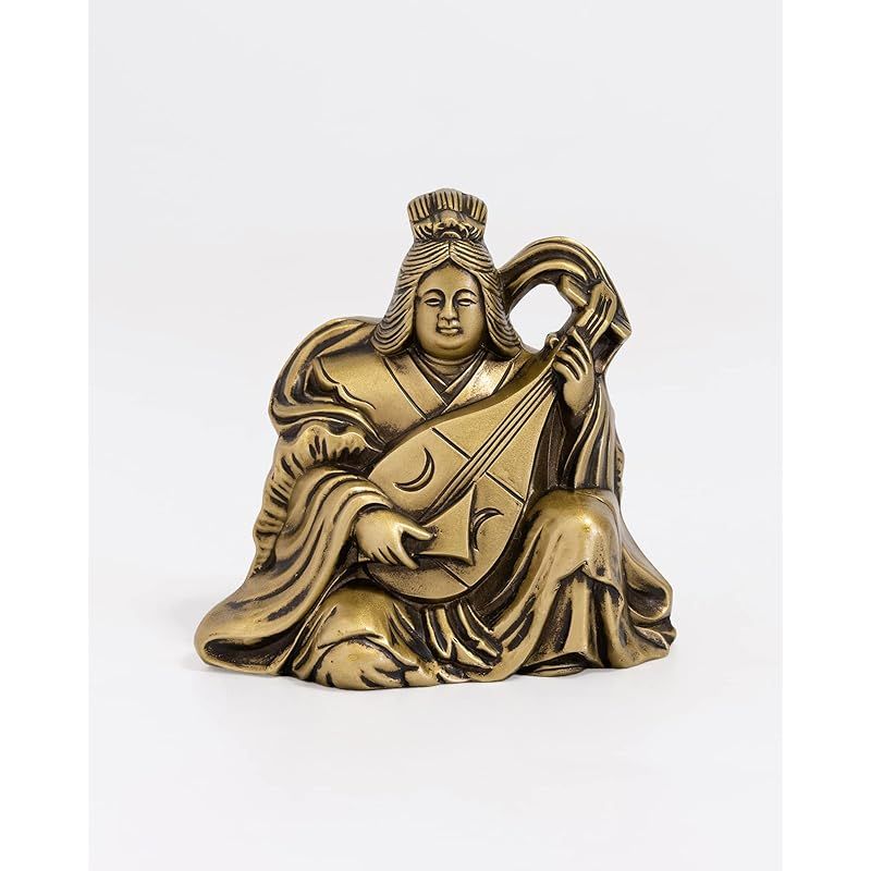 開運七福神 弁財天 シルキーゴールド 仏師 牧田秀雲 原型＿古美金 仏像 置物 高岡銅器 べんざいてん7ｆ