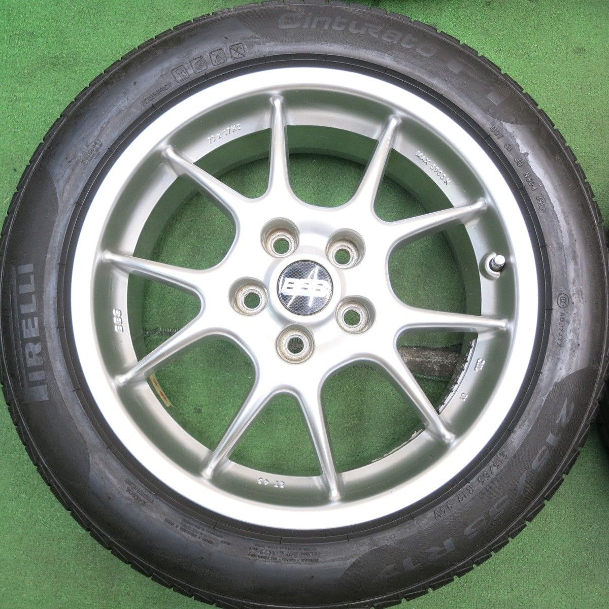 バリ溝！9分☆BBS RK024 215/55R17 ピレリ Cinturato P1 17インチ