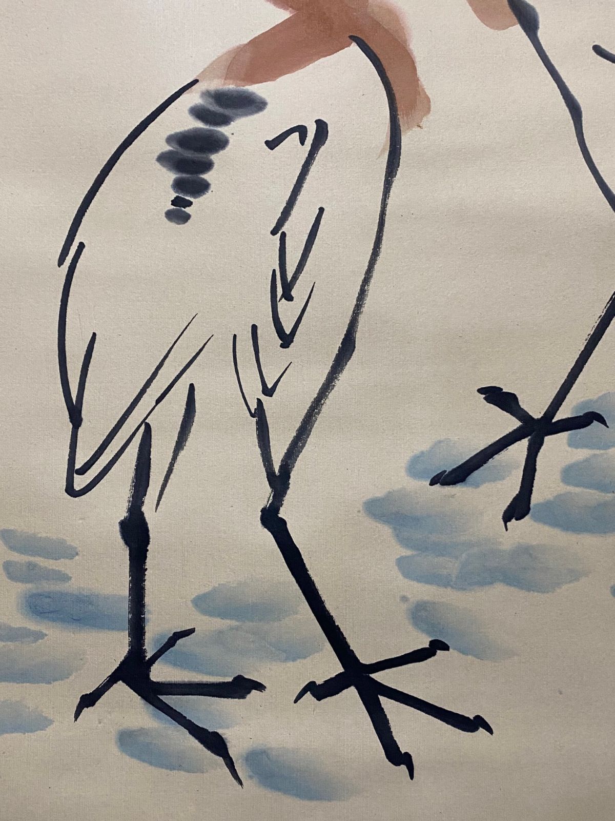 李苦禅 花鳥図 掛け軸 宣紙装裱 中堂