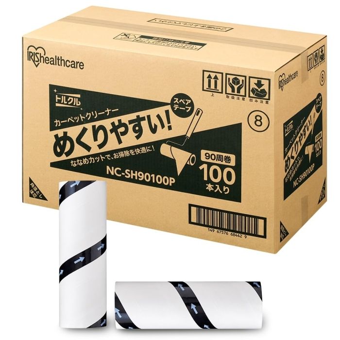 2営業日で発送 IRISOHYAMA アイリスオーヤマ IRIS 粘着クリーナートルクル スペア 普通粘着 90周巻 100本 NCSH90100P 1256