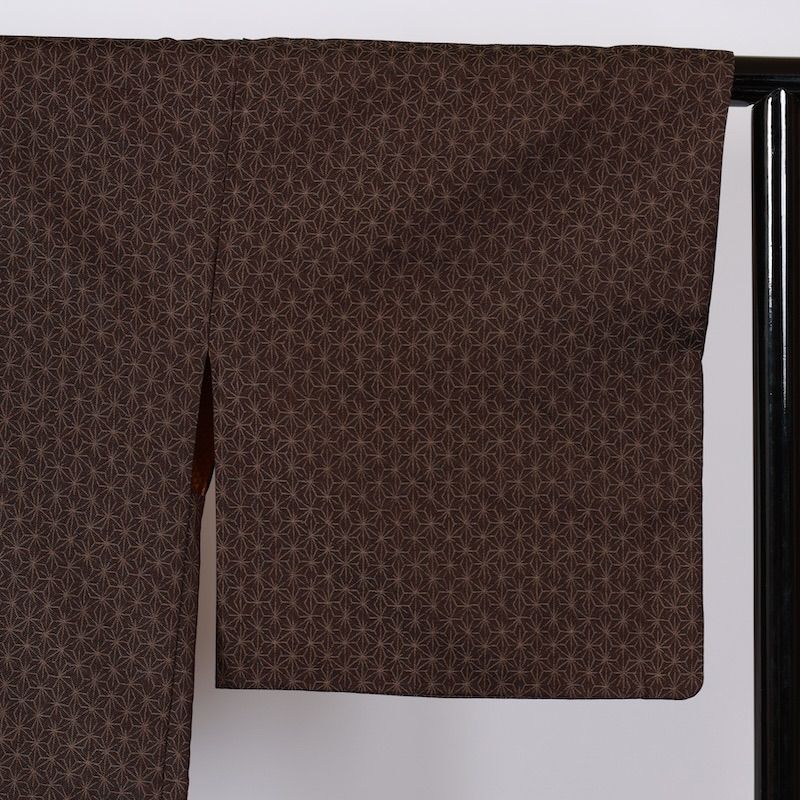 長羽織 茶濃淡 麻の葉柄 お召し B838