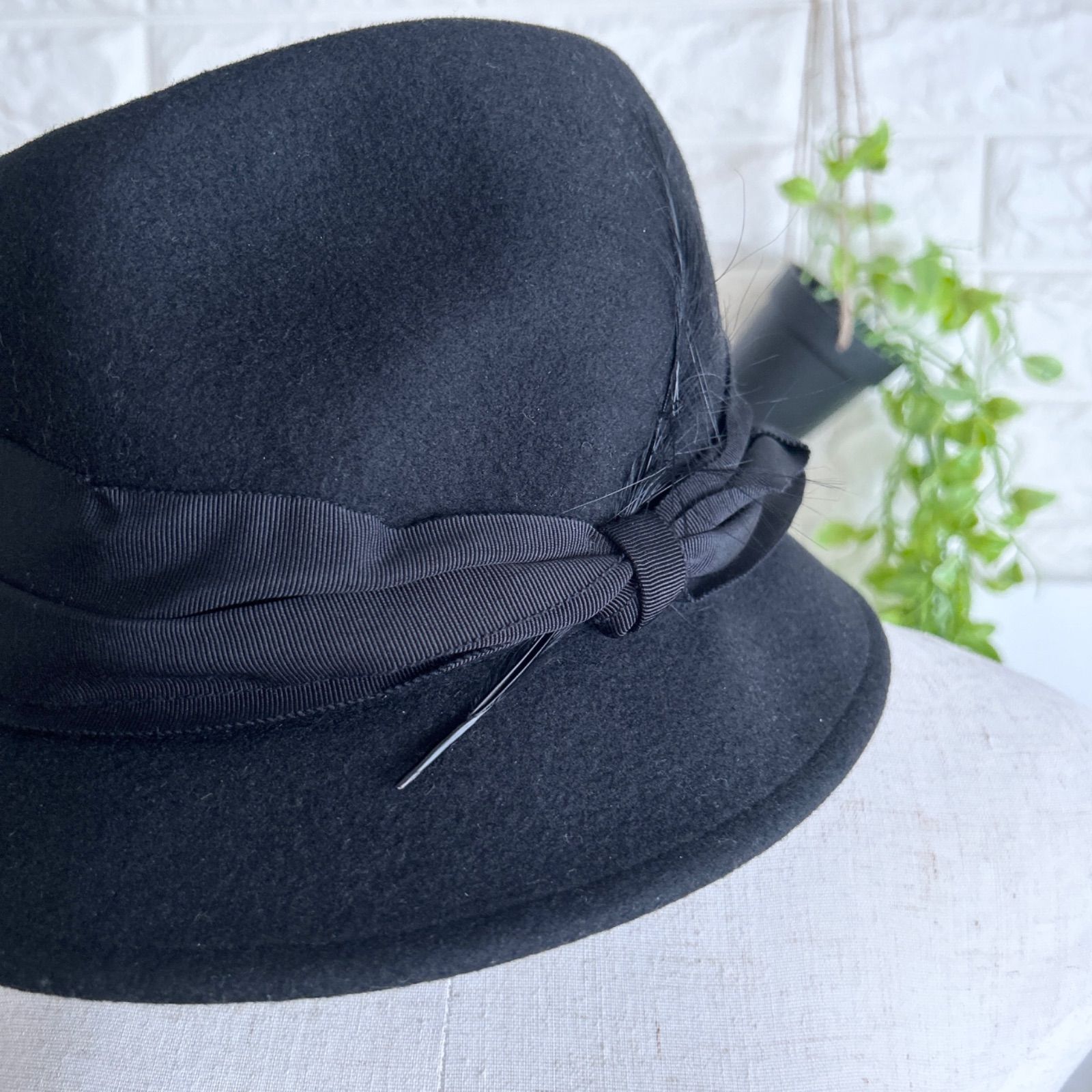 未使用タグ付 CA4LA カシラ フェルトハット 中折れハット ブラック