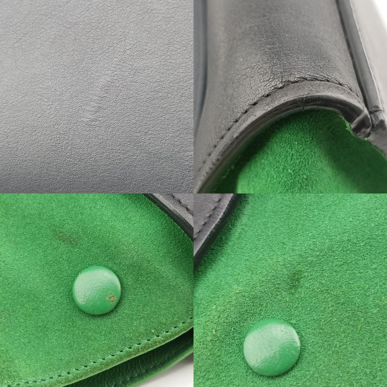 セリーヌCelineトラペーズスモールブルー×ブラック×グリーンレザー×スエードU-PA-0124