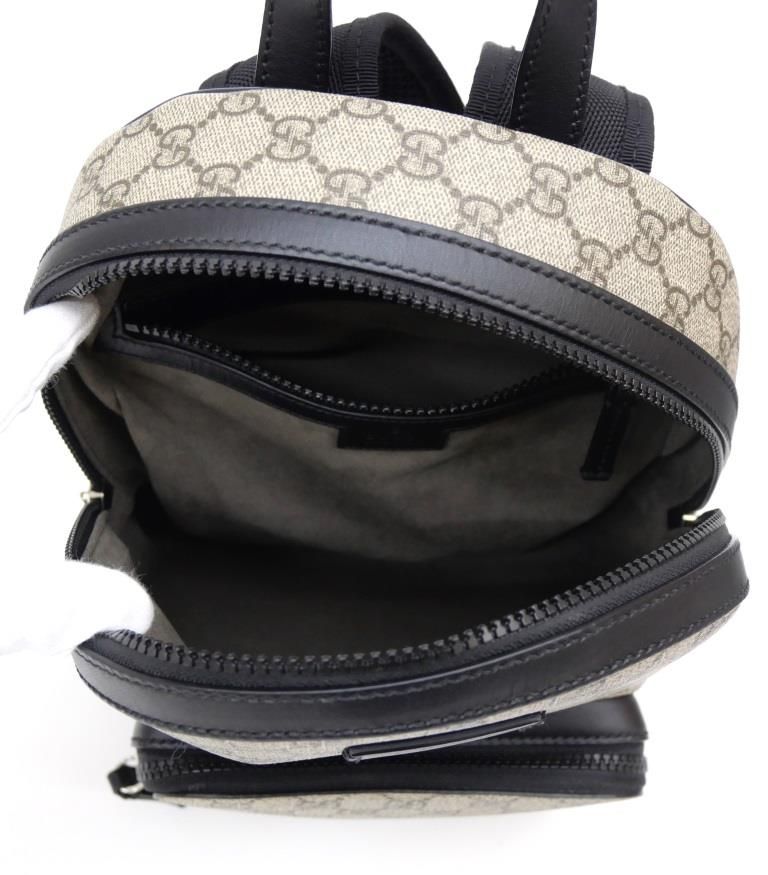 グッチ GUCCI リュック バックパック GGスプリーム スモール EDEN TES.GG 429020 ベージュ×黒 PVC×レザー 【中古】(65401) グッチ GUCCI リュック バックパック GGスプリーム スモール EDEN TES