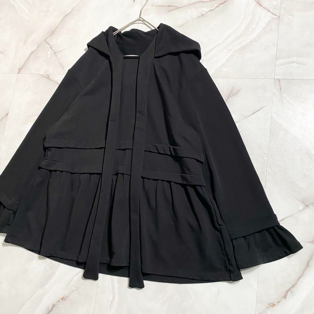 レイヤードボウタイパーカー ブラック