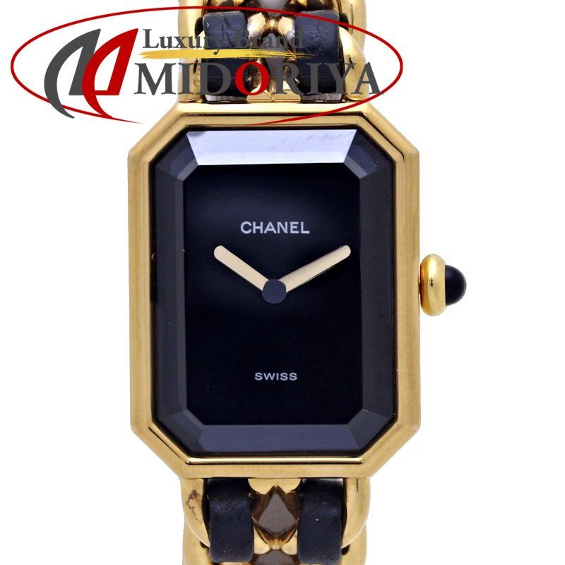 CHANEL シャネル プルミエール Lサイズ H0001 483011003【電池交換済】 GP(ゴールドメッキ）x革  レディース/130194【中古】【腕時計】