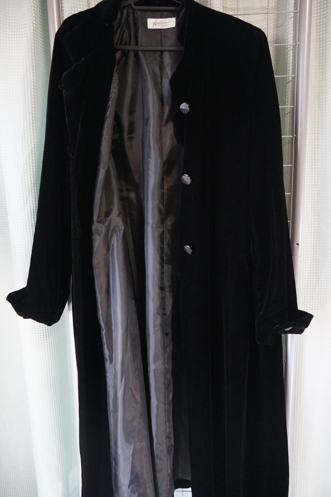 レディース　婦人　コート　ロングコート　ベロア　ブラック　１１号