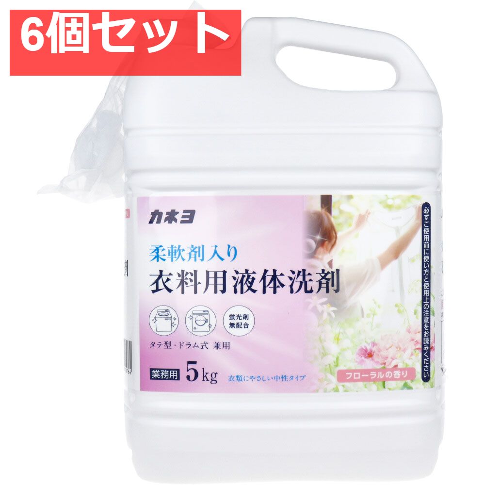 【業務用】柔軟剤入り 衣料用液体洗剤 フローラルの香り 5kg 6個セット まとめ売り