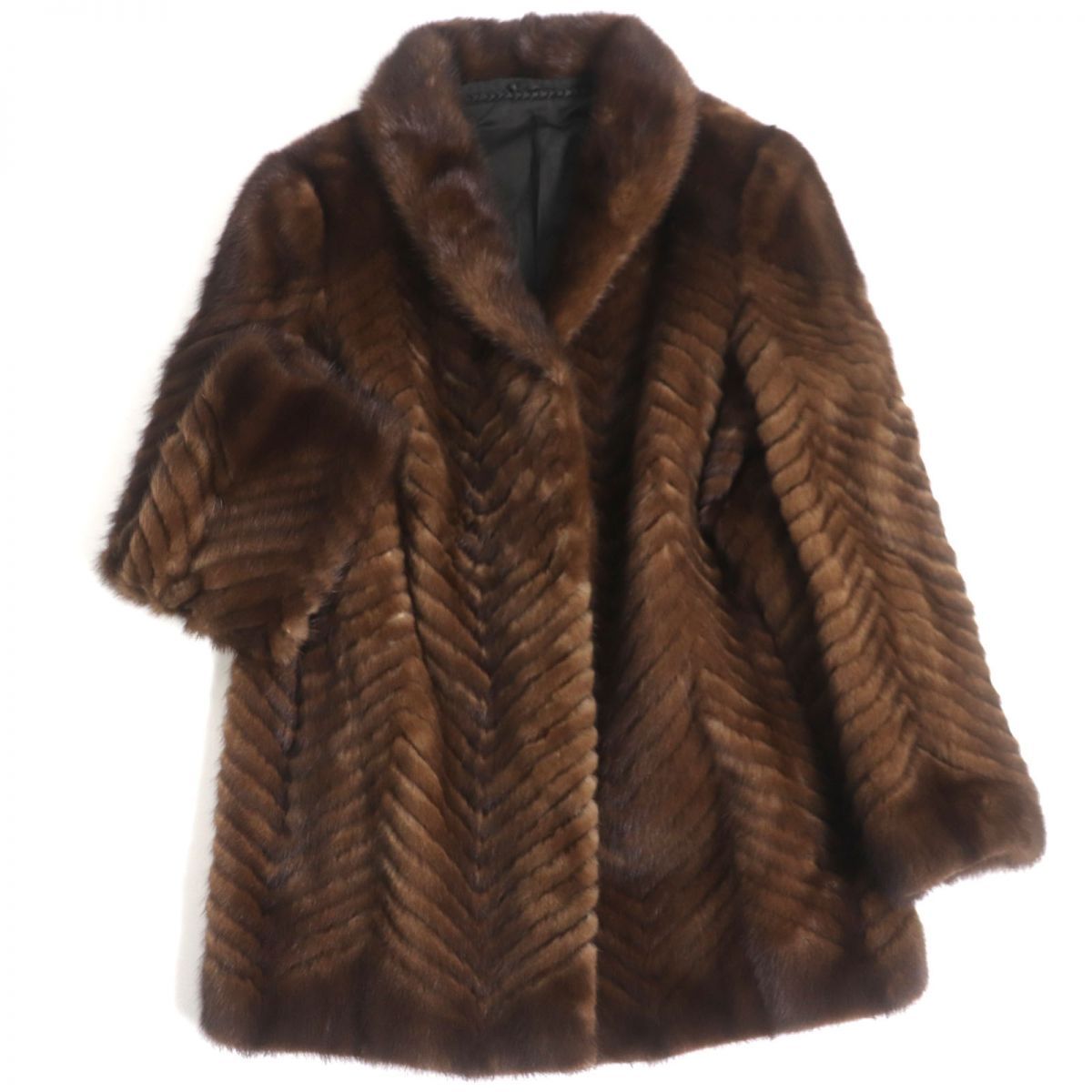 OSFUR ダークブラウン 毛皮コート 美品▽OS FUR MINK デザインミンク 本毛皮コート ダークブラウン